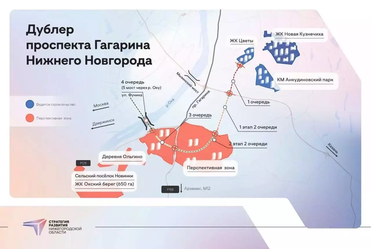 Схема дублера проспекта Гагарина в Нижнем Новгороде