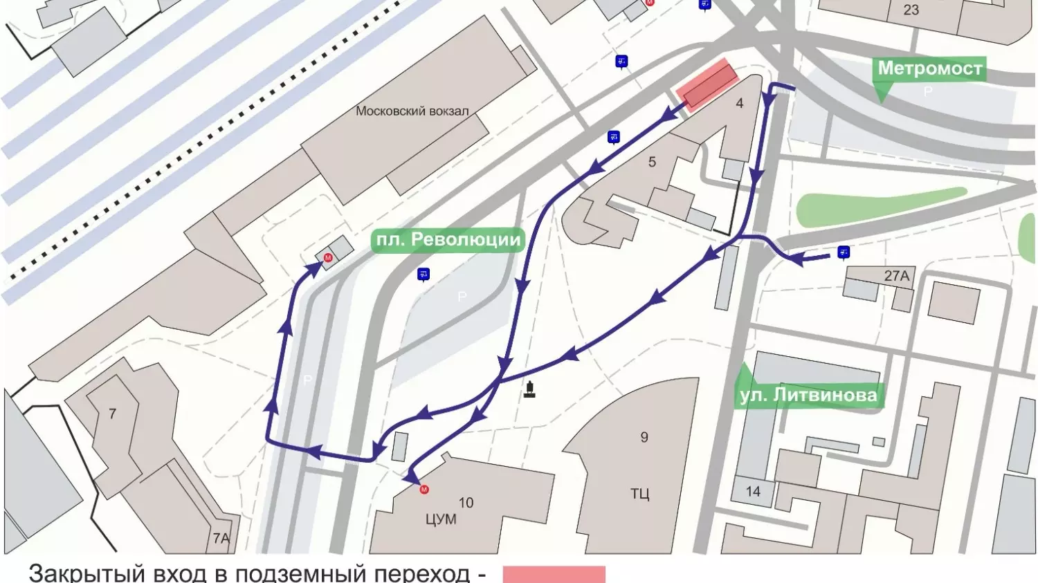 Схема движения у московского вокзала