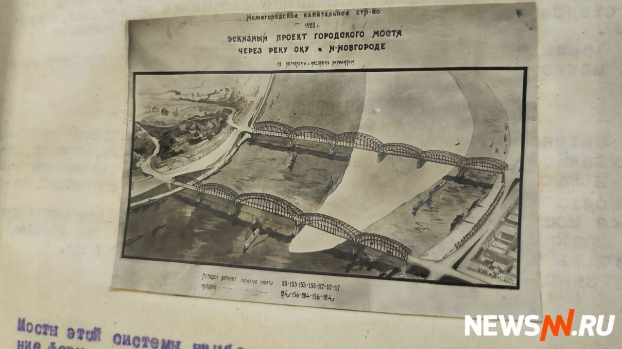 Фото проектов моста из архива государственного общественно-политического архива Нижегородской области