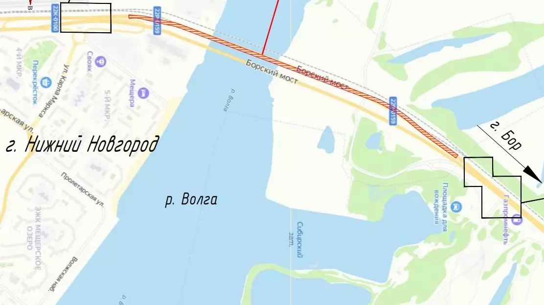 Схема движения транспорта на время закрытия Борского моста