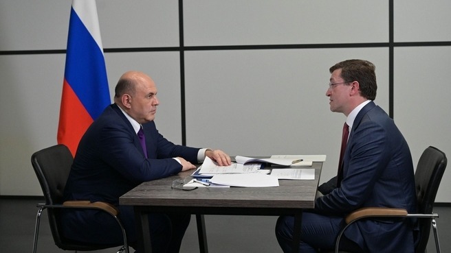 Премьер-министр РФ Михаил Мишустин с губернатором Глебом Никитиным 
