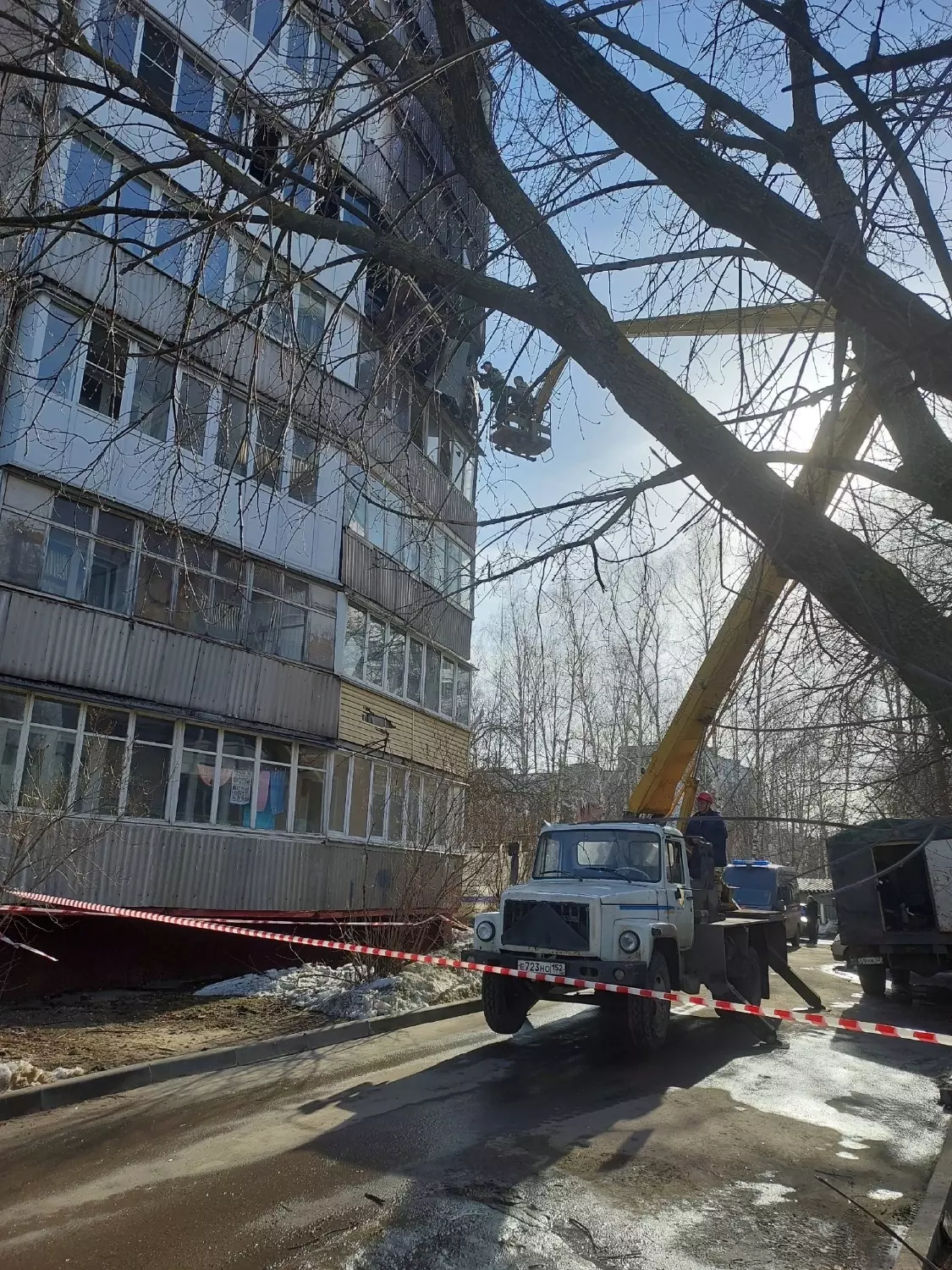 Дом №37 на Фучика в Нижнем Новгороде после взрыва